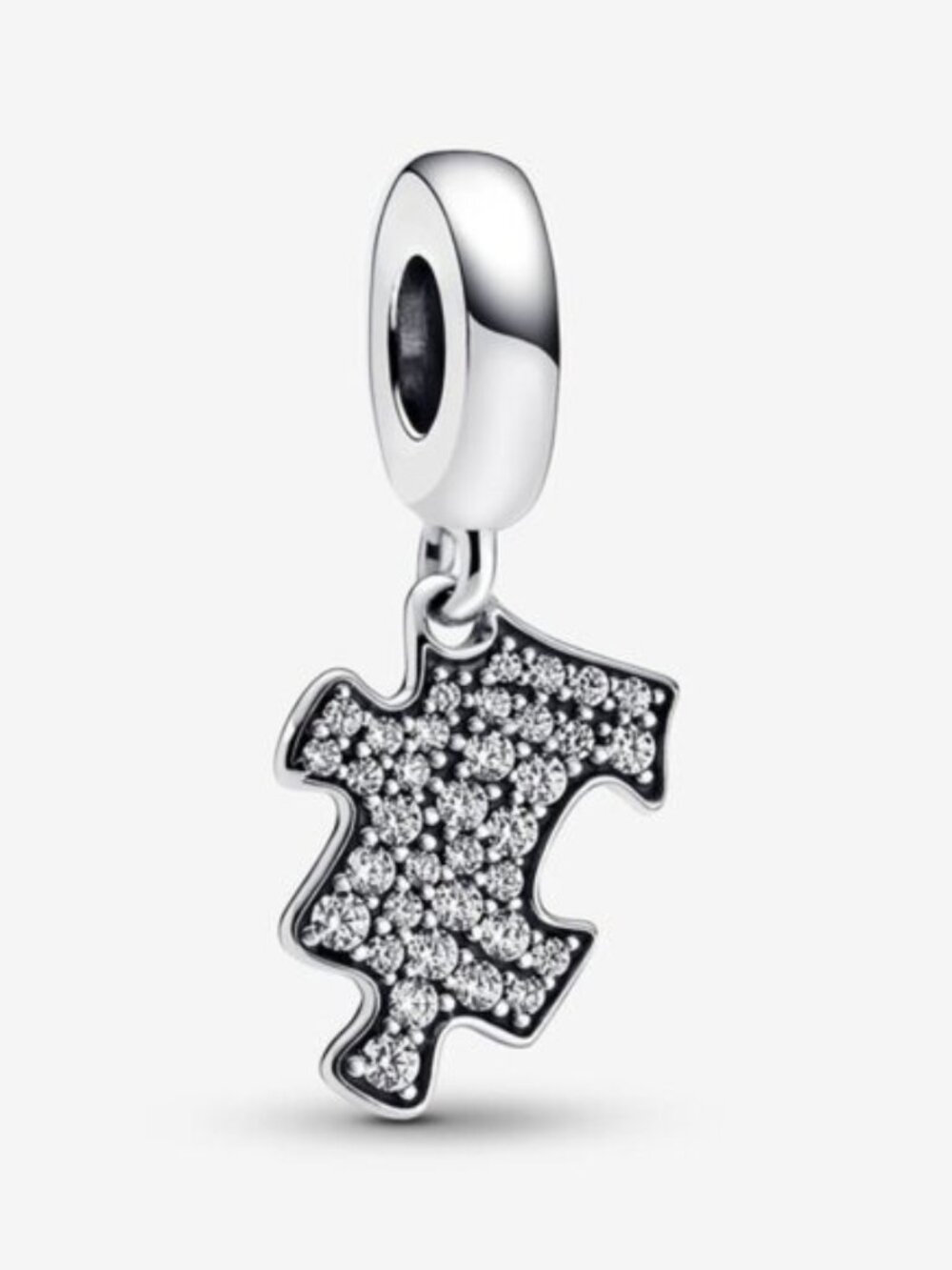 Authentic Pandora Sparkling Puzzle Piece Dangle Charm.